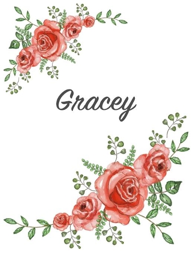 Gracey: Personalized Composition Notebook - Vintage Floral Pattern (Red Rose Blooms). College Ruled (Lined) Journal for School Notes, Diary, Journaling. Flo