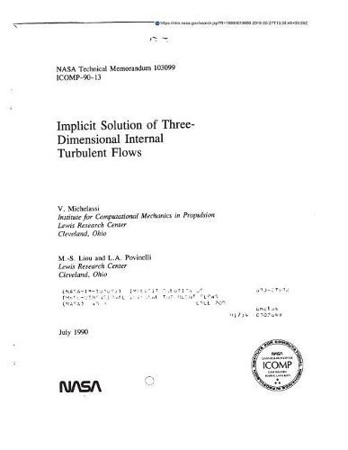 Implicit Solution of Three-Dimensional Internal Turbulent Flows
