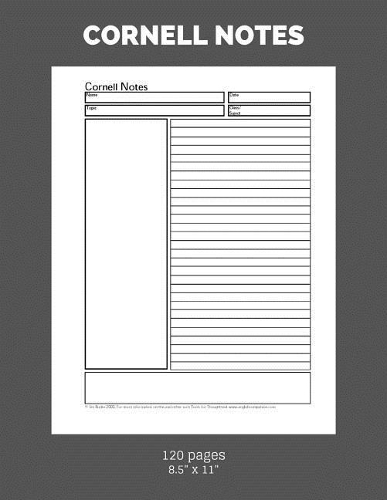 Cornell Notes: 120 Pages Cornell Style Paper Composition Lined Notebook for School