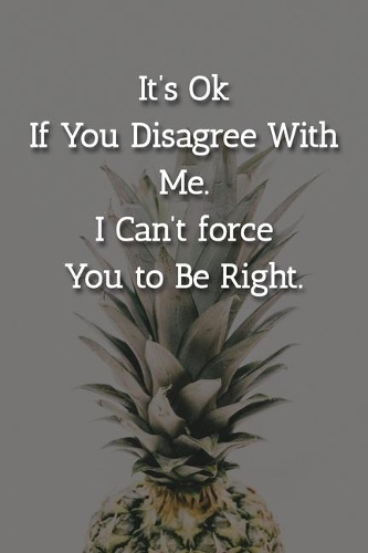 It's Ok If You Disagree With Me. I Can't force You to Be Right. Notebook: Lined Journal, 120 Pages, 6 x 9, Gift For Office Secret Santa, Co-Worker, Boss, Manager Journal, Pineapple Matte Finish