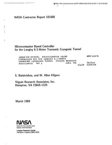 Microcomputer Based Controller for the Langley 0.3-Meter Transonic Cryogenic Tunnel