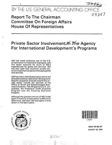 Private Sector Involvement in the Agency for International Development's Programs