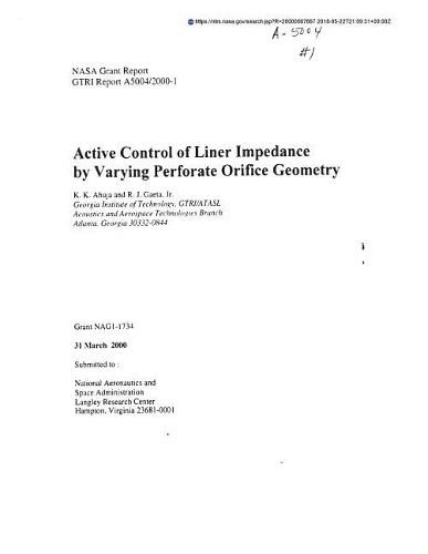 Active Control of Liner Impedance by Varying Perforate Orifice Geometry