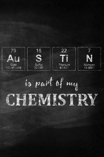 Austin Is Part of My Chemistry: Chalkboard Style Periodic Table Inspired Matte Soft Cover Notebook Journal to Write In. 120 Blank Lined Pages for Austin Lovers