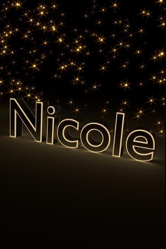 Nicole: Blank Notebook with Dot Grid Border & Cream Paper(1 Personalized Journals: Nicole's Gold Starry Lights)