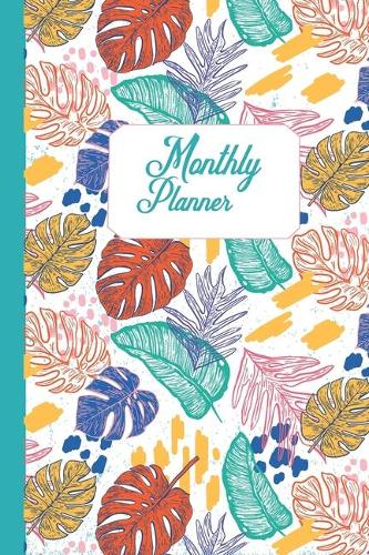 F4 Monthly Planner Colorful Leaf: Two Year - Monthly Calendar Planner 6 x 9'' - 24 Months For Academic Agenda Schedule Organizer