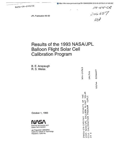 Results of the 1993 Nasa/Jpl Balloon Flight Solar Cell Calibration Program