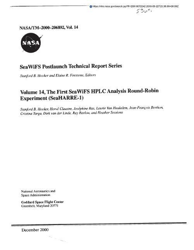 The First Seawifs HPLC Analysis Round-Robin Experiment (Seaharre-1)