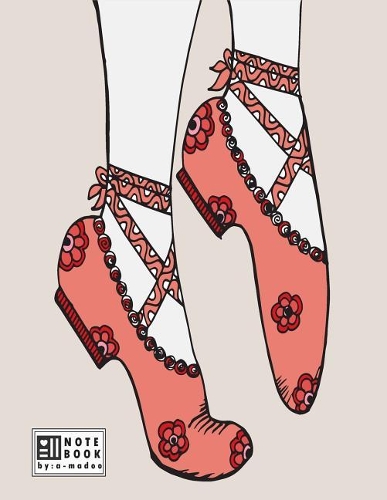 Notebook by a madoo: Ballet shoe on grey cover and Dot Graph Line Sketch pages, Extra large (8.5 x 11) inches, 110 pages, White paper, Sketch, Draw and Paint(3 Ballet Shoe on Grey Notebook)