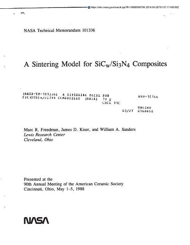 A Sintering Model for Sic(sub)W/Si3n4 Composites