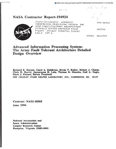 Advanced Information Processing System: The Army Fault-Tolerant Architecture Detailed Design Overview
