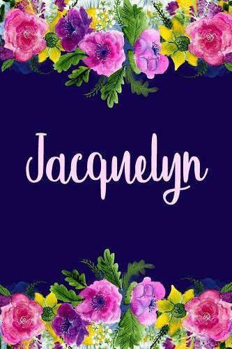 Jacquelyn: Personalized Name Pink Floral Design Matte Soft Cover Notebook Journal to Write In. 120 Blank Lined Pages