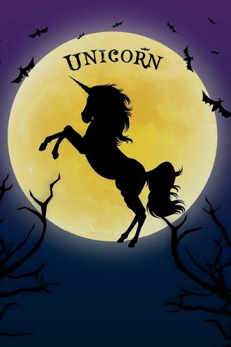 Unicorn Notebook Halloween Journal: Spooky Halloween Themed Blank Lined Composition Book/Diary/Journal For Unicorn Lovers, 6 x 9, 130 Pages, Full Moon, Bats, Scary Trees