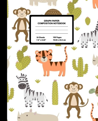 Graph Paper Composition Notebook: Quad Ruled 4 Squares Per Inch Sheets, Math and Science Grid Note Book for Elementary Students, Zoo Animals