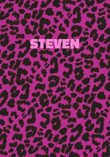 Steven: Personalized Pink Leopard Print Notebook (Animal Skin Pattern). College Ruled (Lined) Journal for Notes, Diary, Journaling. Wild Cat Theme Design wi