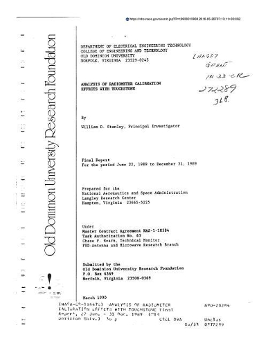 Analysis of Radiometer Calibration Effects with Touchstone