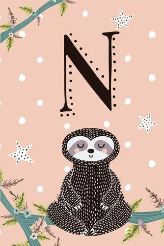 N Sloth Journal: Cute Personalized Monogram Letter N Journal For Girls