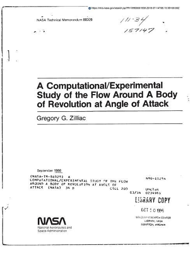 A Computational/Experimental Study of the Flow Around a Body of Revolution at Angle of Attack