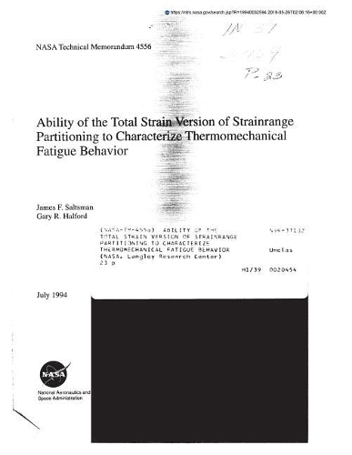 Ability of the Total Strain Version of Strainrange Partitioning to Characterize Thermomechanical Fatigue Behavior