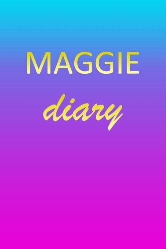 Maggie: Journal Diary - Personalized First Name Personal Writing - Letter M Blue Purple Pink Gold Effect Cover - Daily Diaries for Journalists & Writers - J