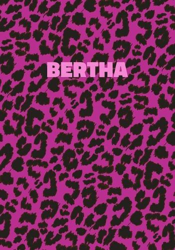 Bertha: Personalized Pink Leopard Print Notebook (Animal Skin Pattern). College Ruled (Lined) Journal for Notes, Diary, Journaling. Wild Cat Theme Design wi
