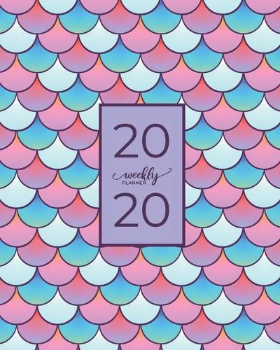 2020 Weekly Planner: With Mermaid theme Cover - Measuring - 8"X10" - January through December 2020 showing entire month at a glance & weekly goals and notes.