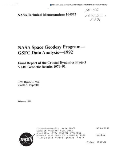 NASA Space Geodesy Program: Gsfc Data Analysis, 1992. Crustal Dynamics Project Vlbi Geodetic Results, 1979 - 1991
