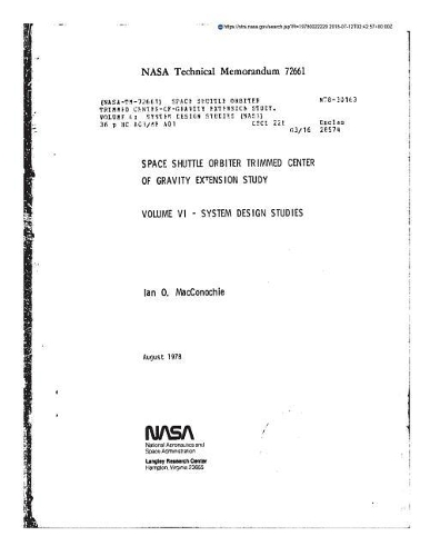 Space Shuttle Orbiter Trimmed Center-Of-Gravity Extension Study. Volume 6: System Design Studies